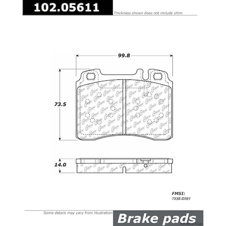 Centric Parts Metallic Brake Pad W/Shims, 102.05611 102.05611